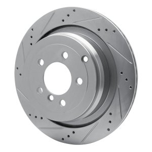 Land Rover Range Rover Brake Rotor (1) - Rear Left - R1 Concepts - Drilled & Slotted - Silver - `06-`12